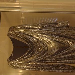 Silver metallic party dress by Michael Kors
